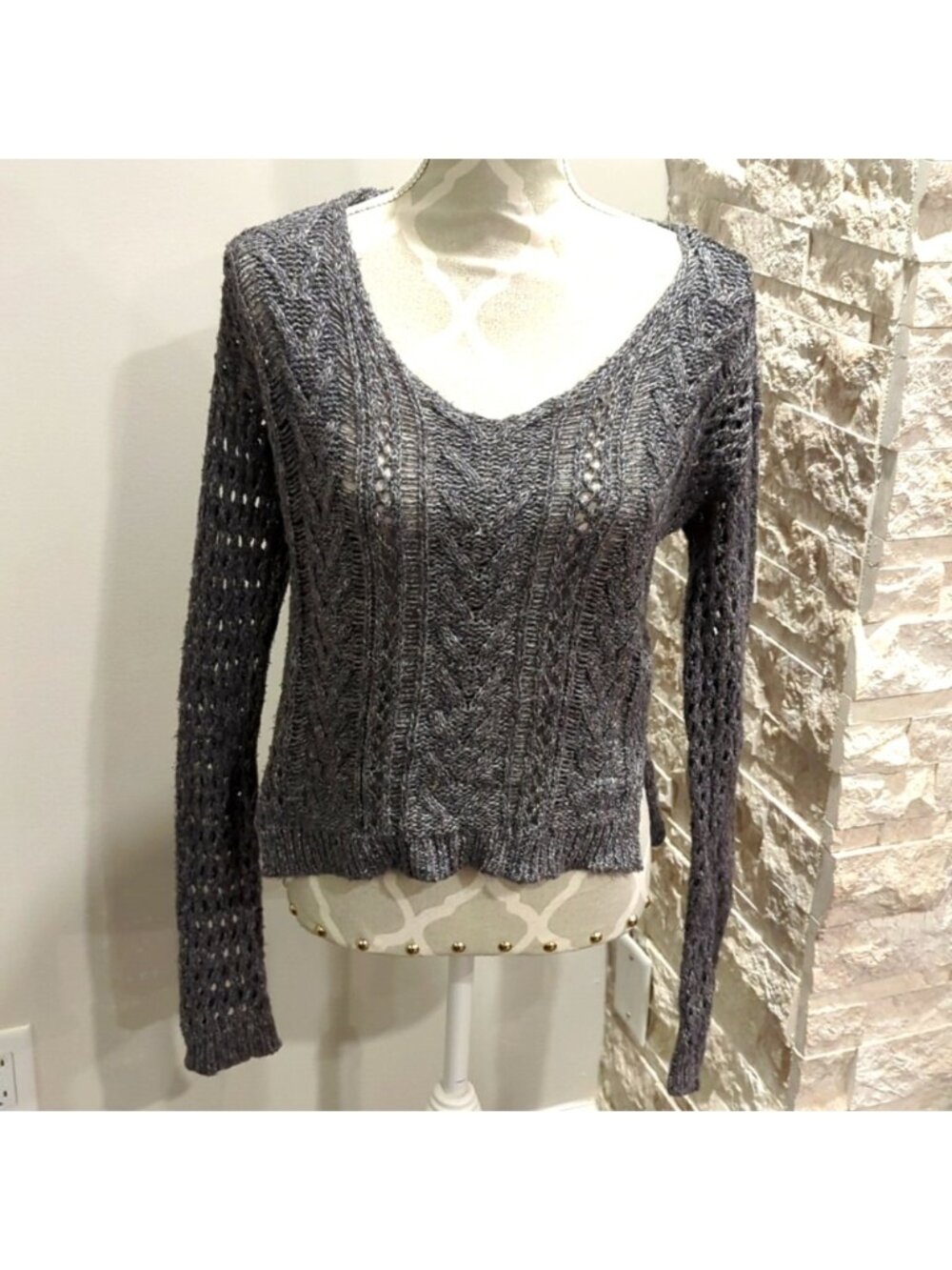 Hollister grey knit neck sweater